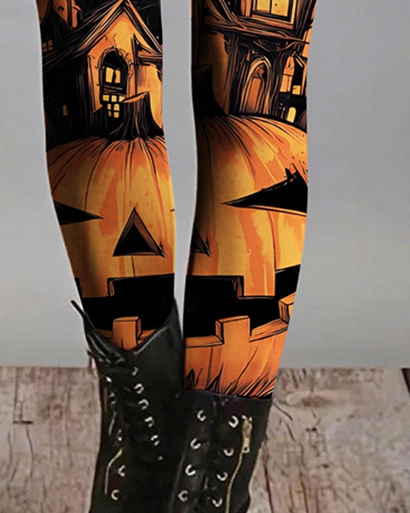Damen Leggings Gemütliche Leggings Basic Lässig Volle Länge Hohe TaillePantsHalloween Grafik Drucken Thermowarm Bequem Dehnbar Urlaub Lässig Täglich Orange Herbst Winter Schmale Passform 2025 - $21.99 –P3
