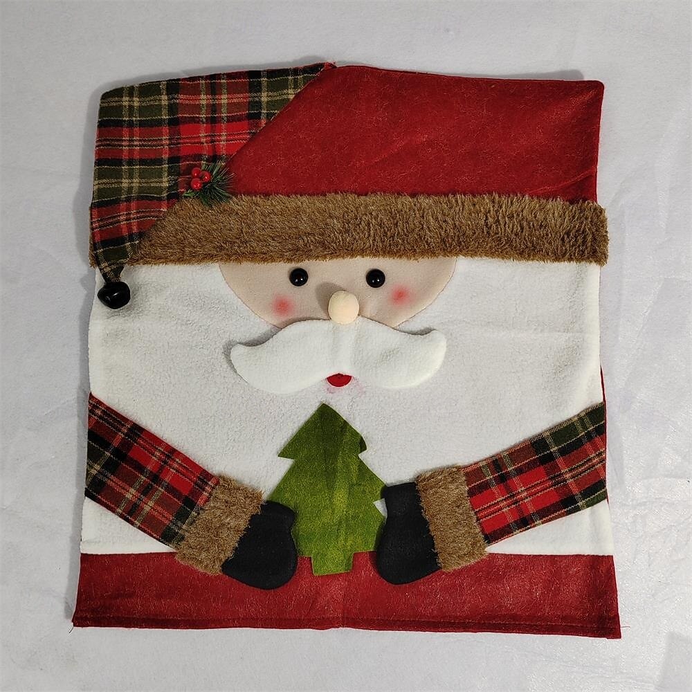Fundas para sillas navideñas, nuevo Papá Noel de peluche &Fundas de asiento de muñeco de nieve, fundas festivas para sillas de comedor, decoración del hogar de estilo europeo 2025 - $10.99 –P6