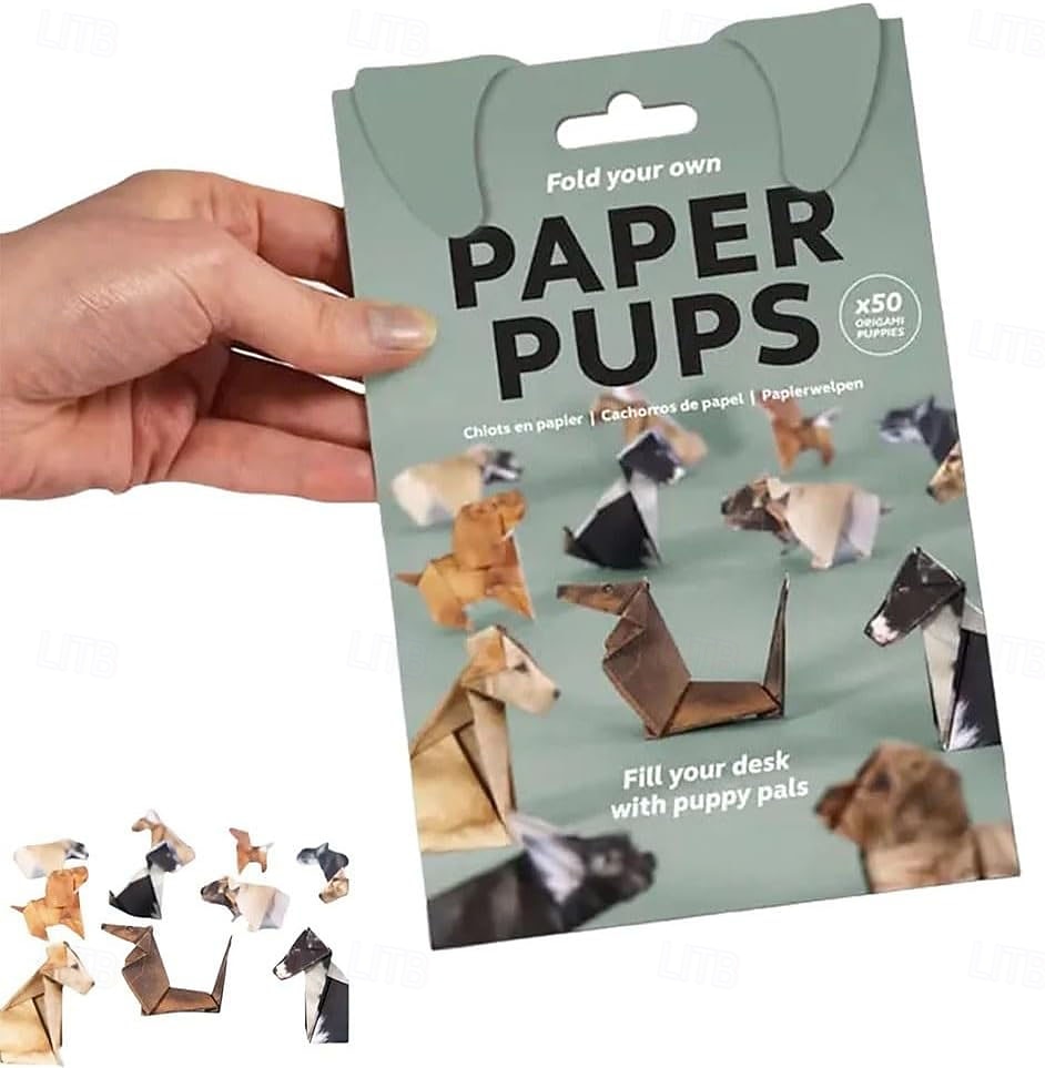Gatos de papel de bricolaje, kit de manualidades de origami de papel de gato/perro/dinosaurio 3D de 50 hojas con instrucciones, decoración de escritorio de animales de bricolaje, divertidos kits de 2025 - $16.49 –P5