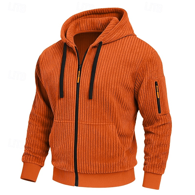 Per uomo Felpa con cappuccio Felpa con cappuccio a zip intera Velluto a coste Felpa con cappuccio tattica Nero Bianco Verde militare Rosso Borgogna Con Cappuccio Semplice Testurizzato Sport & Outdoor del 2025 a $23.99 –P4