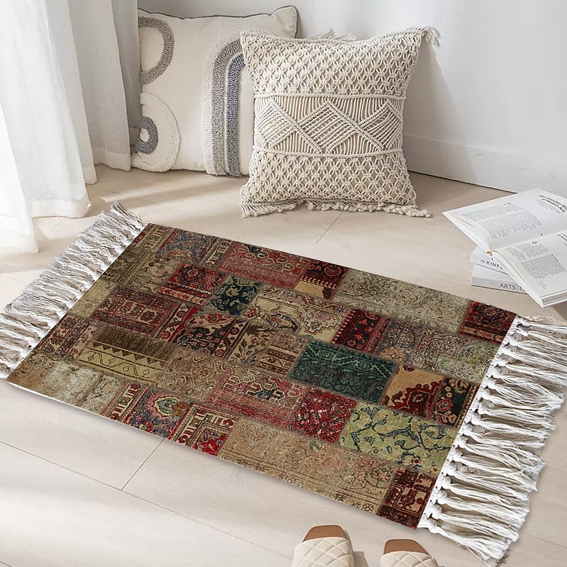 Ковры винтажные ручной работы для гостиной и спальни коврик из лоскутков для кофе-стола мягкий нескользящий машинная стирка 2026 - $26.99 –P6