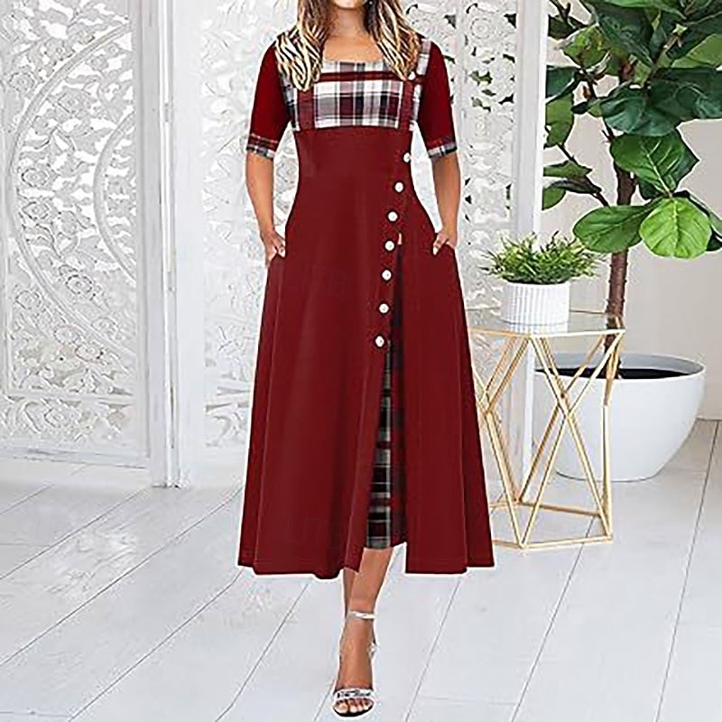 Pentru femei Rochii Midi Rochie neagra Rochie de Cocktail Rochie formala Elegant Modern Zilnic Vacanță Ieșire Fit regulat Grafic Manșon Jumate Stil Nautic Negru Galben Roșu-aprins Mov Primăvară Toamnă 2026 - $26.99 –P4