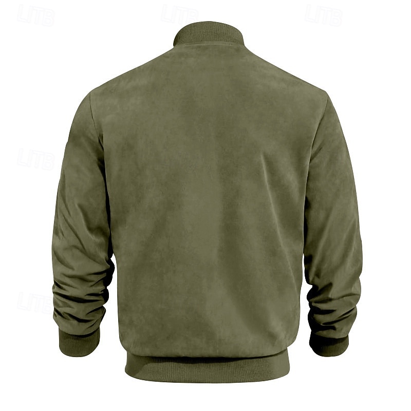 Herren Imitat-Lederjacke Freizeitjacke Urlaub Täglich Warm Tasche Herbst Winter Einfach Mode Klassisch Stehkragen Regulär Schwarz Marineblau Meeresblau Braun Armeegrün Jacken 2025 - $27.99 –P7
