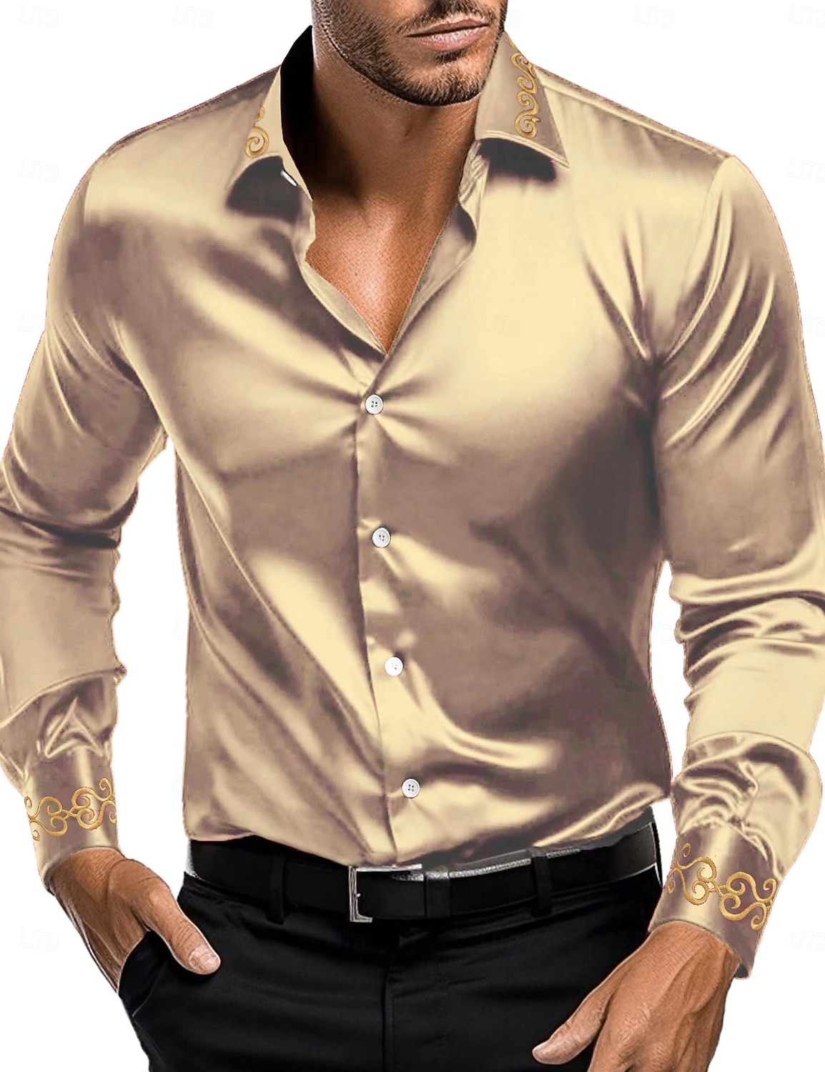 Herren Hemd Satinhemd Kleidhemd Freizeithemd Knopfhemd Einfach Formell Hochzeit Schwarz Weiß Rote Blau Langarm Revers Ganzjahres Bekleidung Rein 2025 - $26.99 –P8
