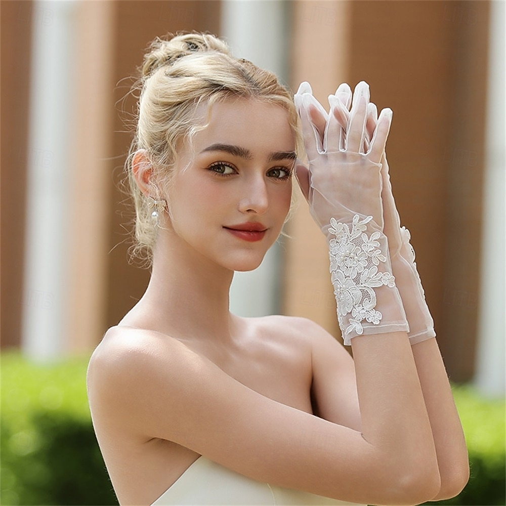 Dentelle / Tulle Longueur au poignet Gant Élégant / Soirée / Soir / Simple Avec Couleur unie Gants de Mariage / Fête de 2025 ? $14.99 –P2