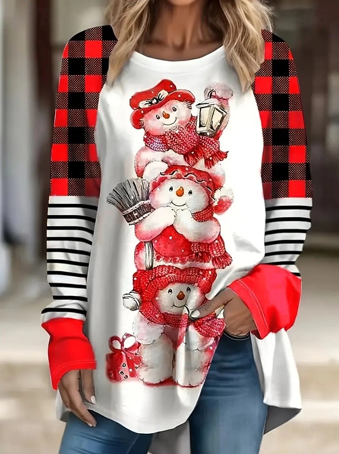 Noël Femmes T-shirt Graphique Animal Motif de flocon de neige ancien Élégant Classique manche longue Col ras du cou Hauts Longs Quotidien Sortir Week-end Imprimé Rose Claire Rouge Bleu Violet Vert de 2025 ? $28.99 –P5