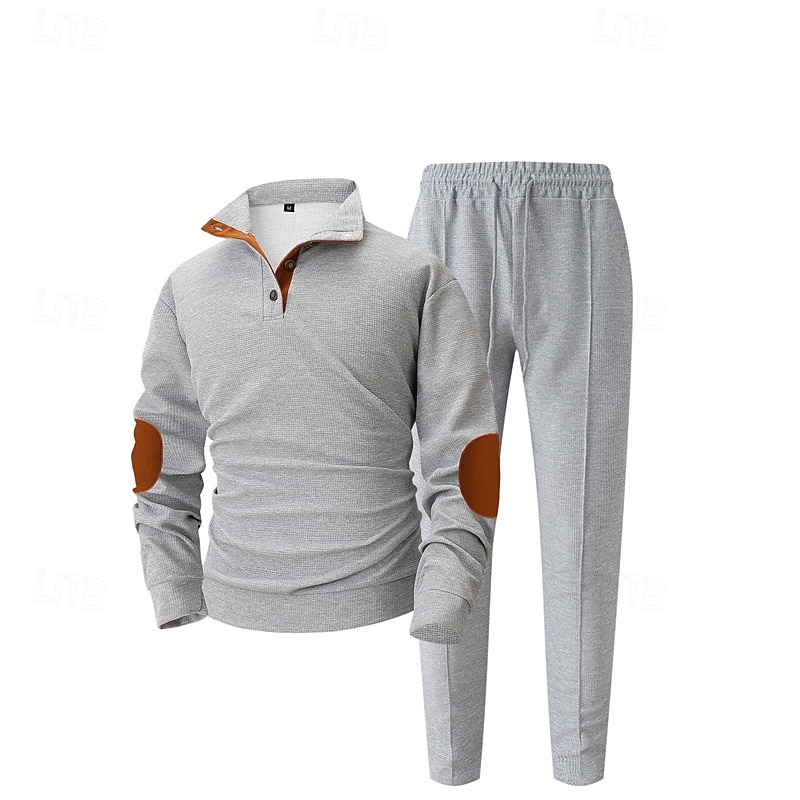 Herre Genser Joggedress Antrekkssett Høy krage utendørs Daglig Sport Snorer Lomme Fargeblokk Svart Hvit Kongeblå Polyester Sportsklær Mote Gatemote Vår 2026 - $46.99 –P8