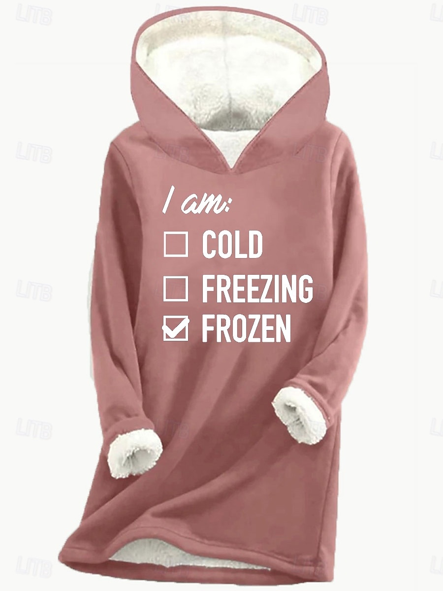 Mulheres Pulôver Moletom Com Capuz Letra Quente Casual Difusa Manga Longa Com Capuz Tops longos Casual Esportes Imprimir Rosa Azul Cinzento Inverno de 2025 por $29.99 –P1