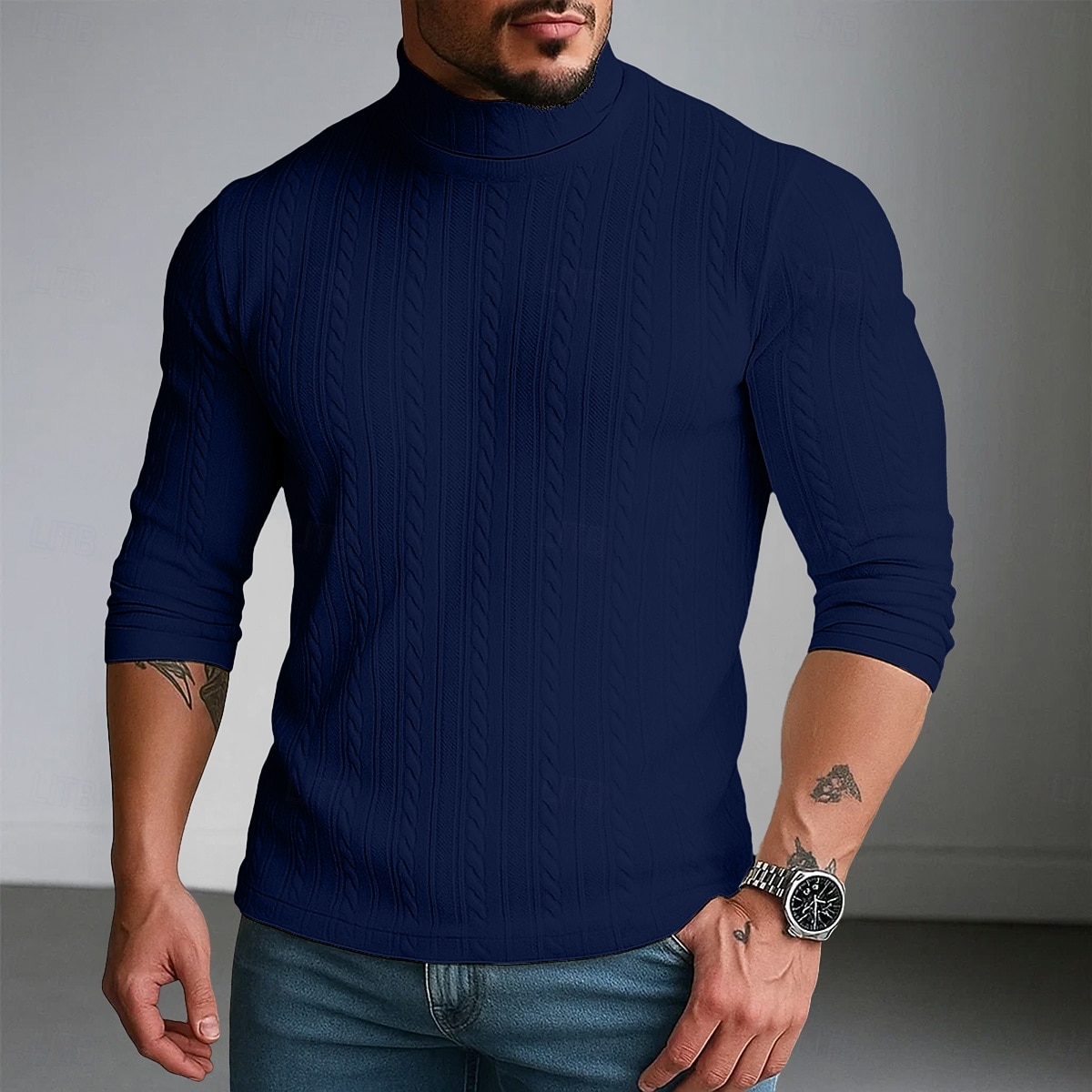 Per uomo Maglietta Maglietta a Maglia a Coste Camicia a Maniche Lunghe Finto dolcevita Manica Lunga Dolcevita Primavera Autunno Inverno Semplice Striscia di Fossa Moda Designer Essenziale Lavoro a del 2025 a $18.99 –P6