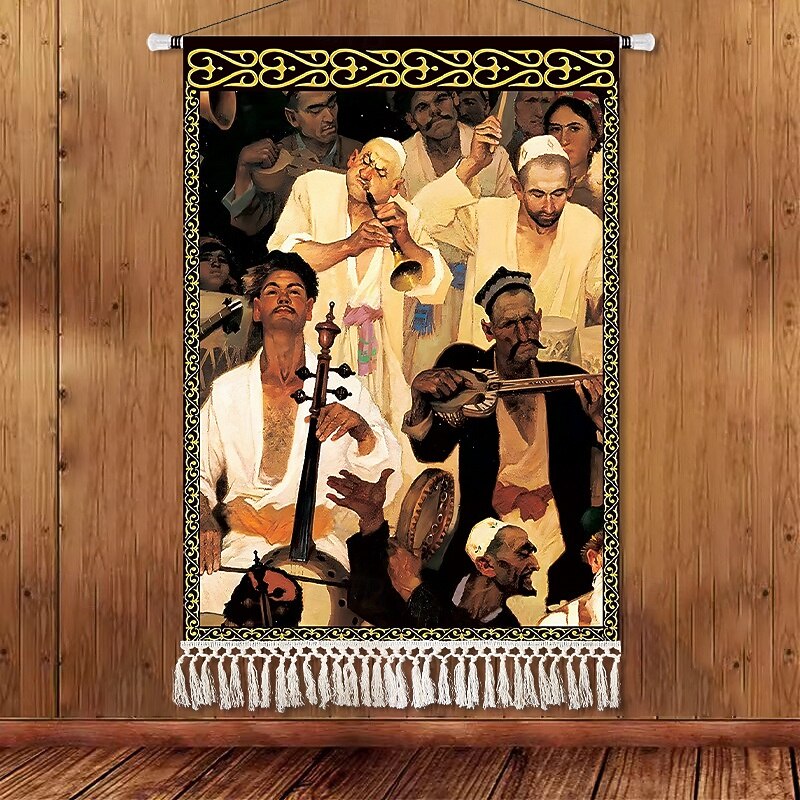 Skönhet Uyghur etnisk stil väggtapet konstnärlig bakgrundsdekoration boho hängande konst för sovrum vardagsrum eller café 2025 - $14.99 –P10