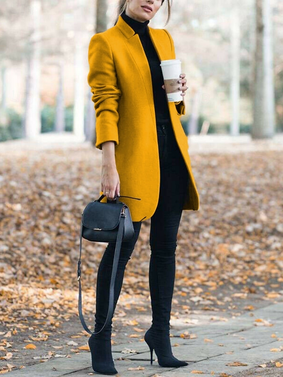 Femmes Veste d'hiver Chaud Respirant Coupe ajustée Élégant Occasionnel Uni Vacances Rue Occasionnel Tenue quotidienne Ouvert devant Long Col montant Coupe régulière manche longue Vêtements d'extérieur de 2025 ? $31.99 –P4
