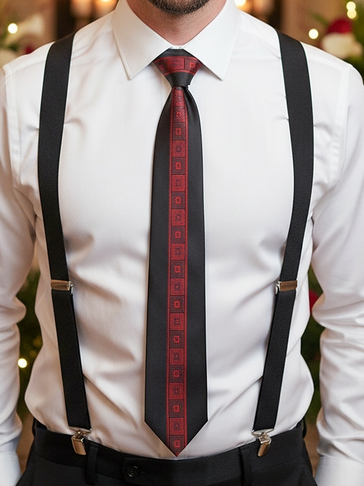 Herren-Krawatte aus Polyester mit klassischem Muster, schmale formelle Krawatte in mehreren Farben, Weihnachtsgeschenk-Accessoire für Hochzeiten, Geschäfts- und Feiertagspartys 2026 - $11.99 –P2
