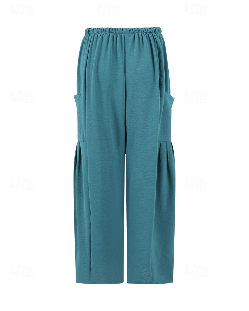 Per donna Gamba larga Chinos Streetwear Casual Lunghezza intera Vita media Semplice Coulisse Tasca Confortevole Micro-elastico All'aperto Vacanza Streetwear Rosso scuro azzurro cielo Nero Bianco del 2025 a $24.99 –P13