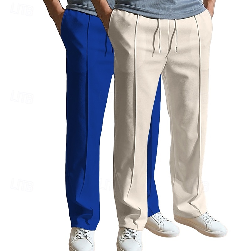 Men's Sweatpants Joggers Trousers Baggy Pants Straight Leg Sweatpants Drawstring Elastic Waist Multi-pack Plain Comfort Breathable Full Length Outdoor Daily Going out Fashion Ethnic Style White+Khaki 2026 - $29.99 –P11