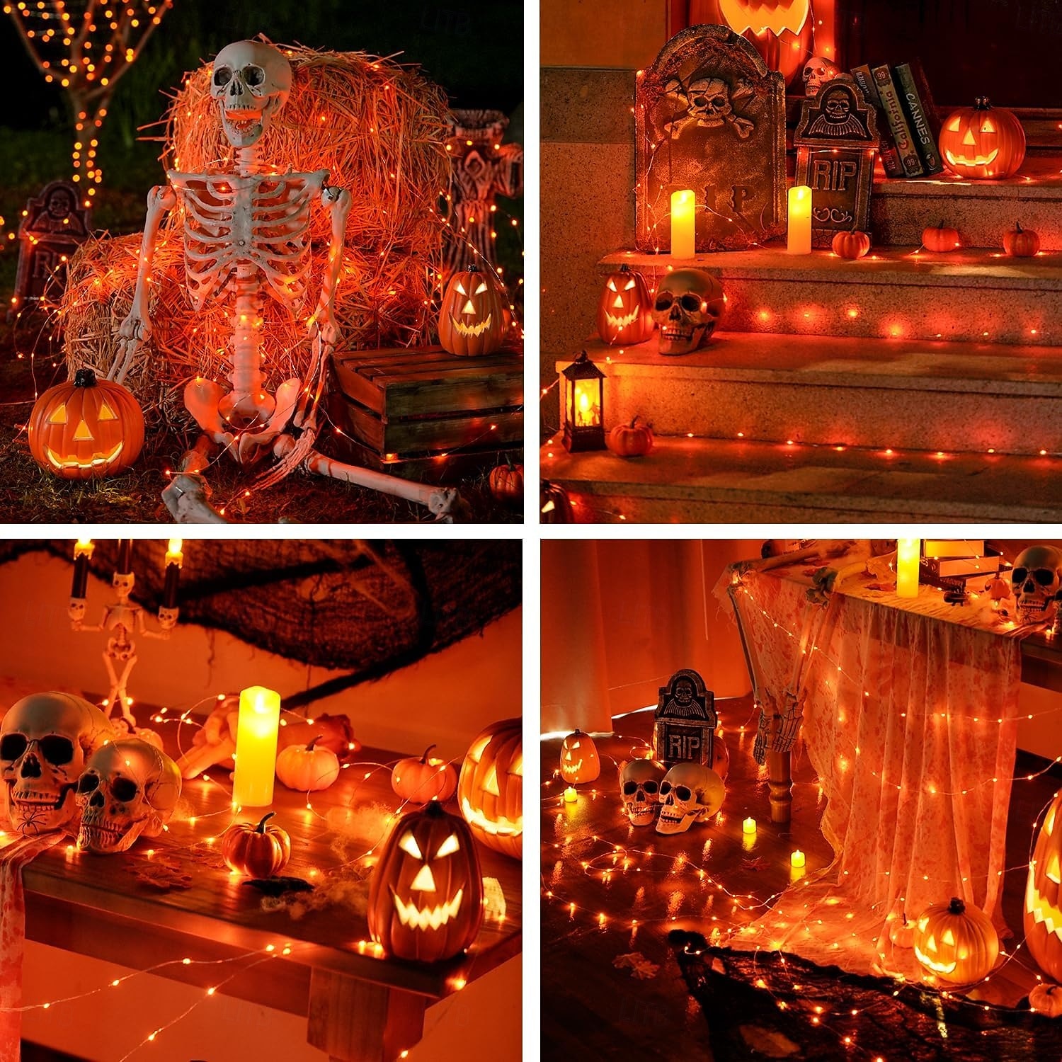 Lot de 2 guirlandes lumineuses à 200 LED, 20 m/66 pieds, pour Noël, Halloween, mariage, fête, festival, décoration intérieure et extérieure, avec boîtier à piles étanche AAA et télécommande de 2025 ? $22.99 –P4