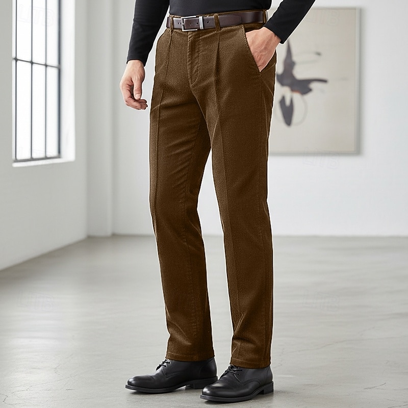 Herre Bukser Dressbukser Kordfløyel bukse Vinterbukser Lomme عادي Komfort Myk Full lengde utendørs Virksomhet Avslappet Mote Klassisk Stil Svart Navyblå Uelastisk 2025 - $25.99 –P3