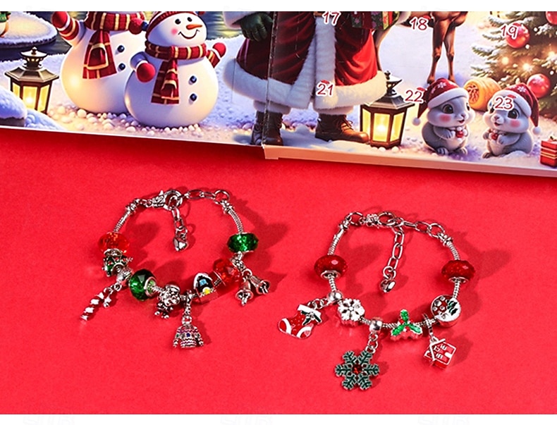 Christmas Advent Calendar Bracelets 2025 for Girls, 24 Days DIY Jewelry Making Kit with 22 Charm Beads and 2 Adjustable Bracelets, Xmas Countdown Gift for Kids Teens Women 2025 - $23.99 –P5