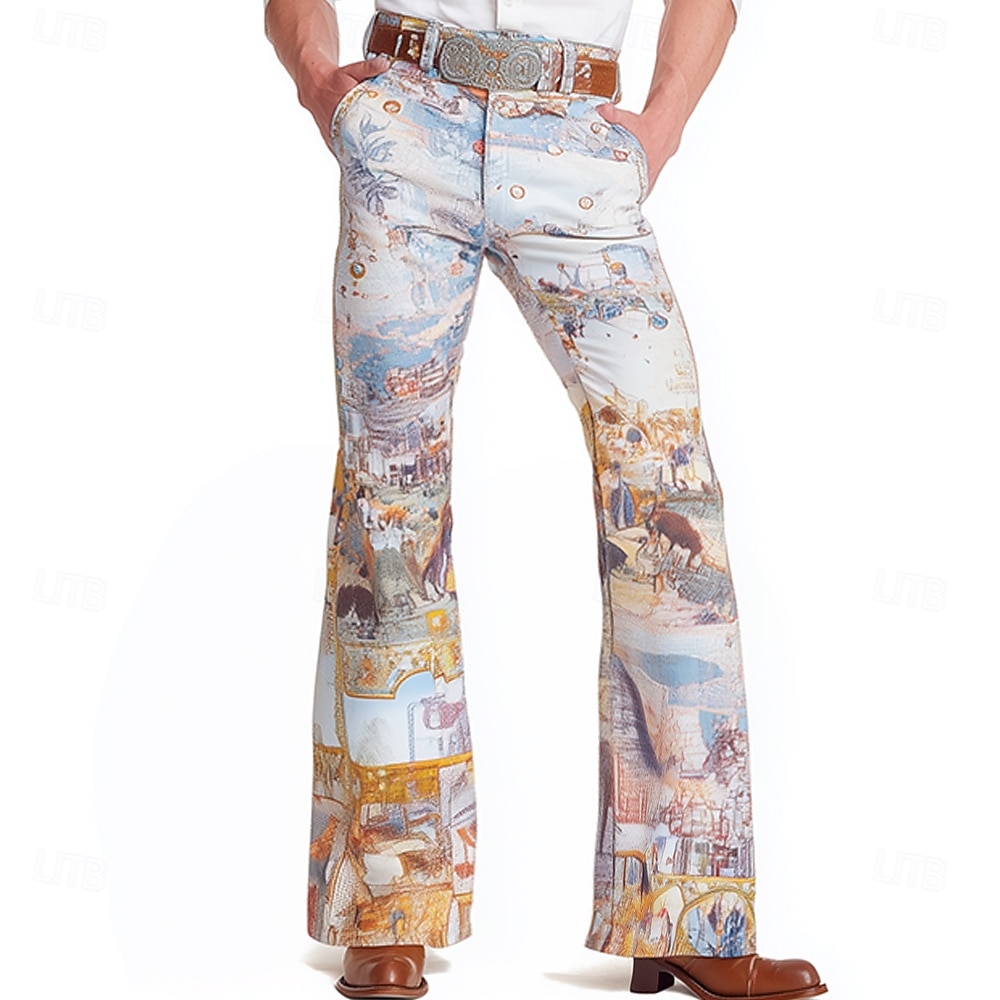 Per uomo Illustrazione classica Pantaloni da discoteca Pantaloni a zampa d'elefante anni '60 e '70 Misura del girovita medio Western Vintage Retrò All'aperto Vacanza Casuale Tasche Laterali Pantaloni del 2026 a $29.99 –P1