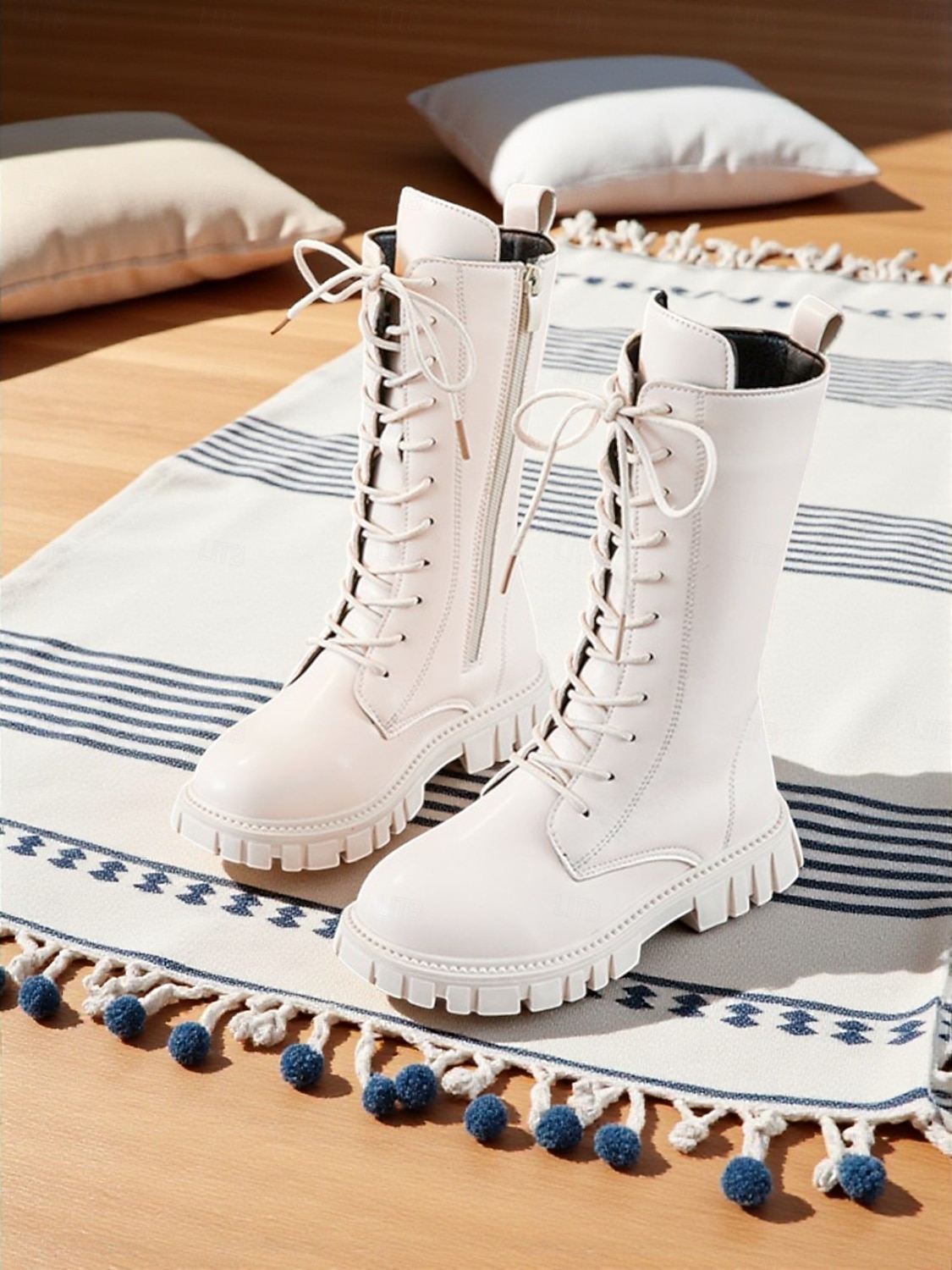 נעלי תחפושת כוכבת פופ בהשראת איידול קוריאני - מגפיים אופנתיים לבנים וחומים לבנות בסגנון קז'ואל ורחוב 2026 - $34.99 –P3