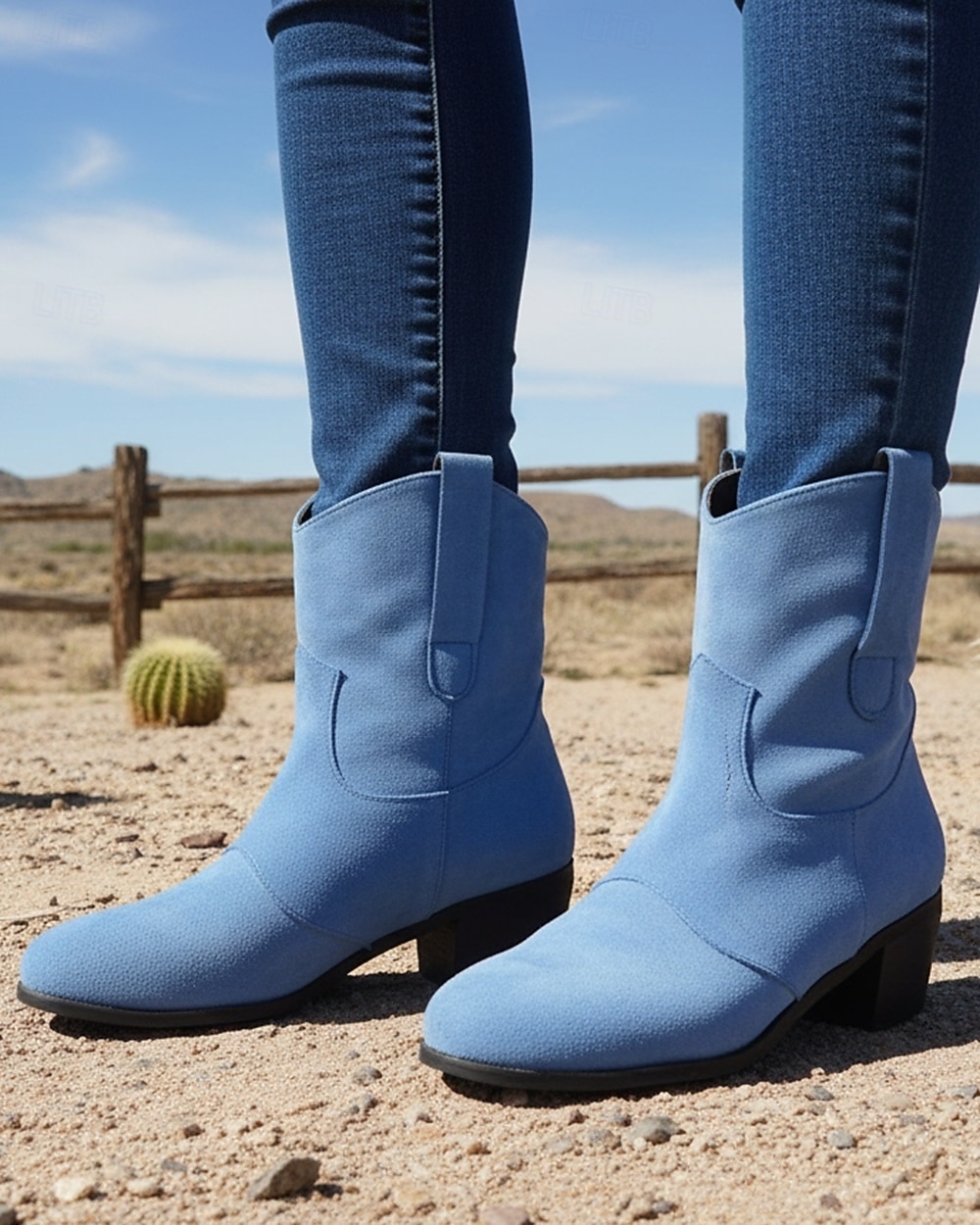 женские коричневые ботильоны из искусственной замши в стиле вестерн – ковбойские сапоги на низком каблуке в винтажном стиле для повседневных образов 2025 - $54.99 –P4