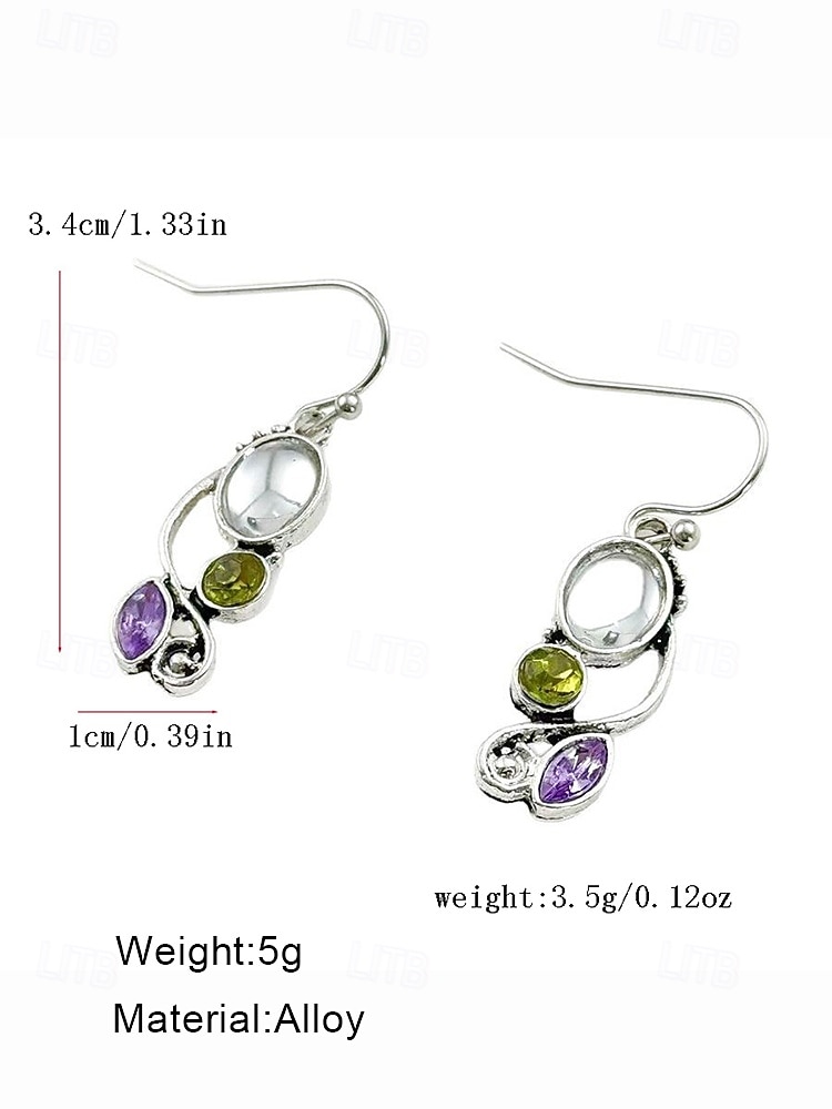 Женские серьги-подвески из лунного камня с винтажным серебряным дизайном, элегантные украшения в стиле бохо для вечеринок, свадеб и повседневной носки 2026 - $5.99 –P5