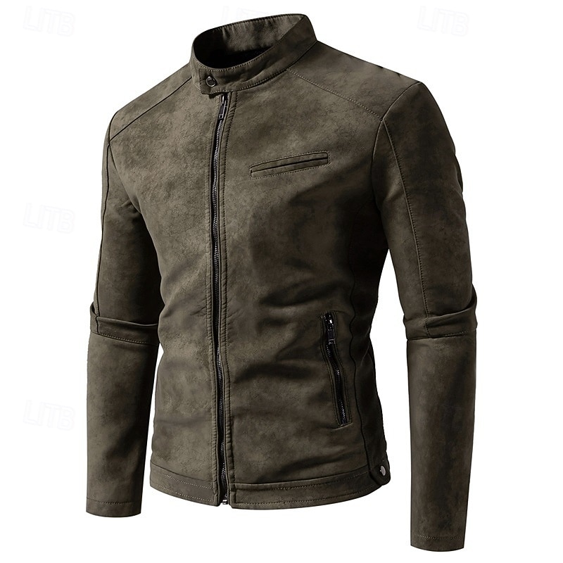 Per uomo Giacca in Ecopelle Giacca da Biker Giacca da Moto Vacanza Quotidiano Antivento Caldo Tasca Autunno Inverno Semplice Moda Classico Collo alla coreana Regolare Nero Marrone Verde Giacca del 2025 a $58.99 –P8