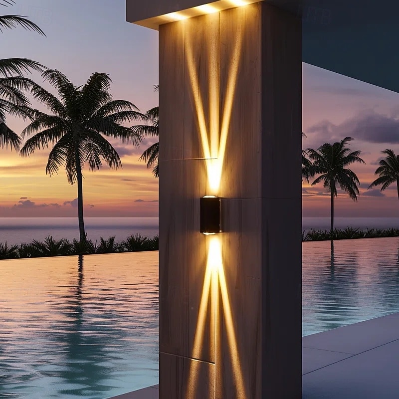 наружный светодиодный настенный светильник, водонепроницаемый, 5 Вт, освещение вверх и вниз, внутренний изогнутый настенный светильник с двойной головкой, современная спальня, теплый белый свет 2026 - $132.99 –P5