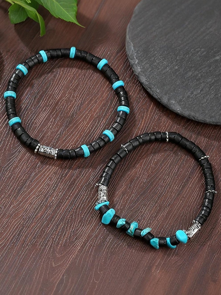 Armbåndssett med natursteinperler til menn, bohemsk lagdelt stretcharmbåndsmykke til fritidsbruk, fester og gaver 2026 - $11.99 –P7