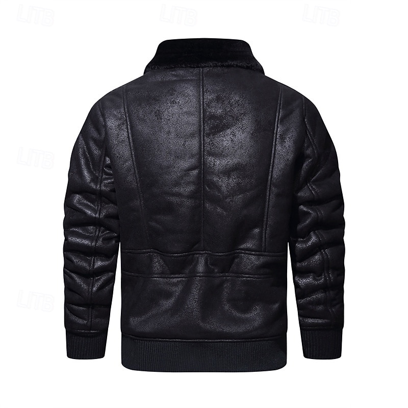 Per uomo Giacca in Ecopelle Giacca in Pile Giacca da Biker Giacca da Moto Vacanza Quotidiano Antivento Caldo Tasca Inverno Semplice Moda Classico Bavero Regolare Nero Caffè Giacca del 2025 a $81.99 –P10