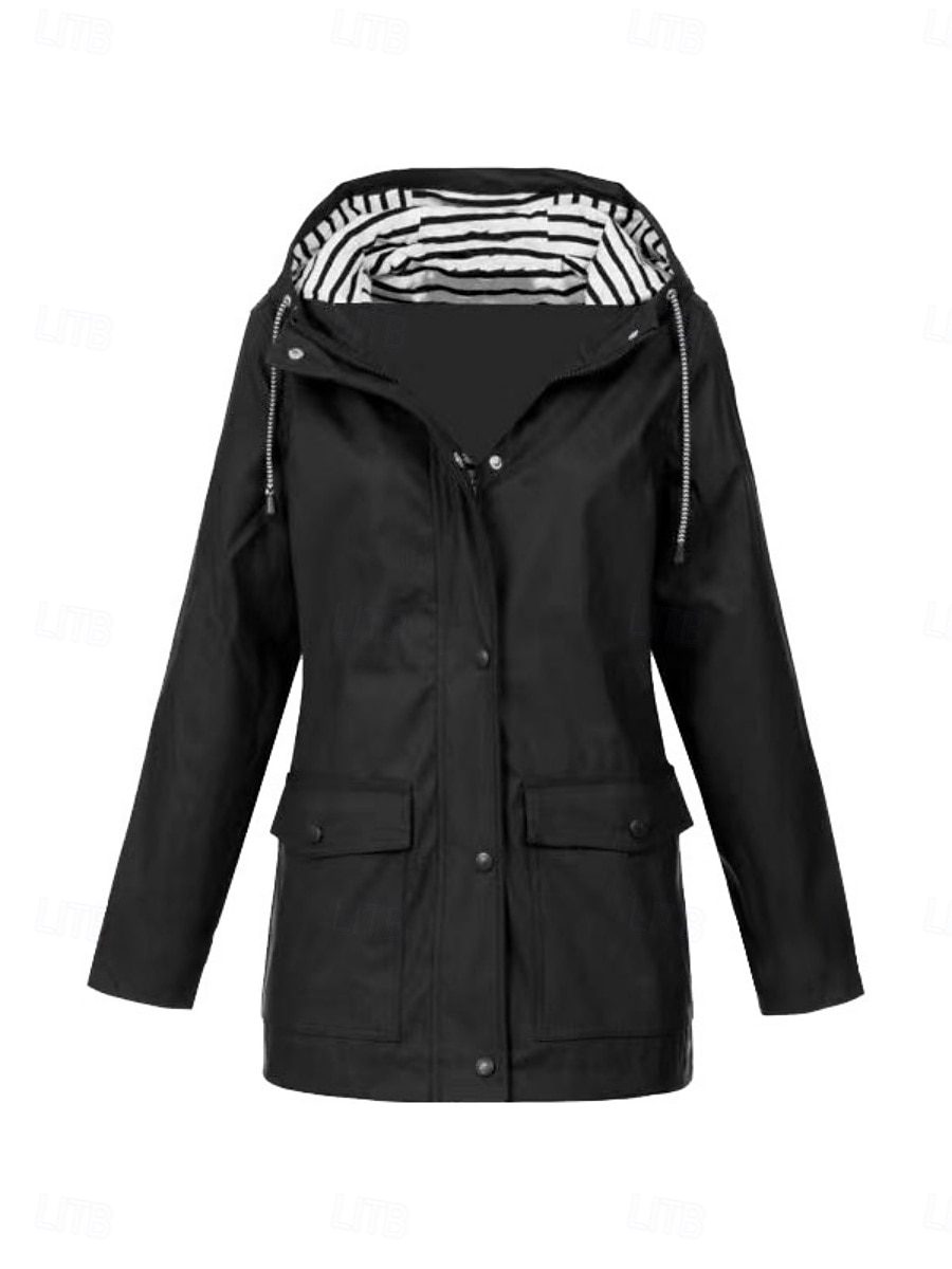 Mujer Chaqueta con capucha Cómodo Transpirable Bolsillo Botones Casual Plano Vacaciones Calle Casual Ropa Cotidiana Botonadura Simple Regular Con Capucha Ajuste regular Manga Larga Ropa de calle 2025 - $31.99 –P1