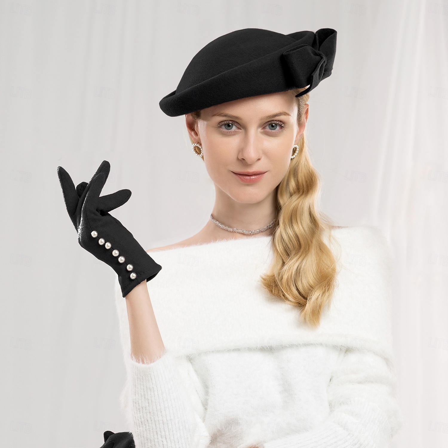 hatter 100 % ull berethatt pillebokshatt bryllup cocktail elegant bryllup med sløyfe ren farge hodeplagg hodeplagg 2025 - $49.99 –P10
