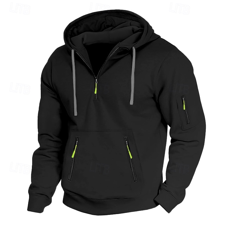 Pánské Kapuce Mikina se zipem na čtvrtletí Fleecová mikina Taktická mikina s kapucí Černá Námořnická modř Khaki Světle šedá Tmavě šedá Kapuce Bez vzoru Zip Sporty a outdoor Ležérní Denní Šik ven 2025 - $23.99 –P2