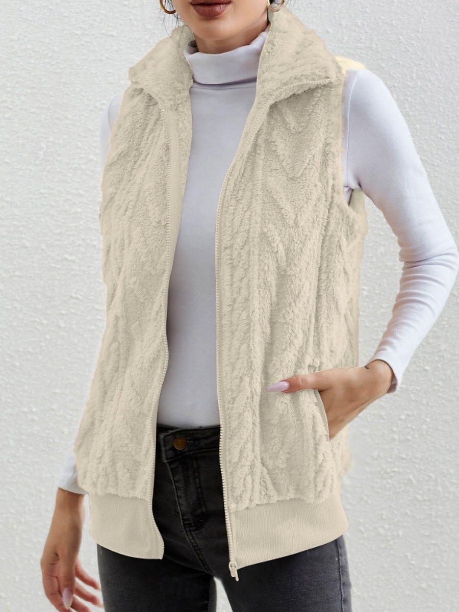 Femmes Gilet Confortable Respirant Fermeture éclair Avec Poches Occasionnel Uni Vacances Rue Occasionnel Tenue quotidienne Fermeture éclair Régulier Col Rabattu Coupe régulière Sans manches Vêtements de 2026 ? $33.99 –P4