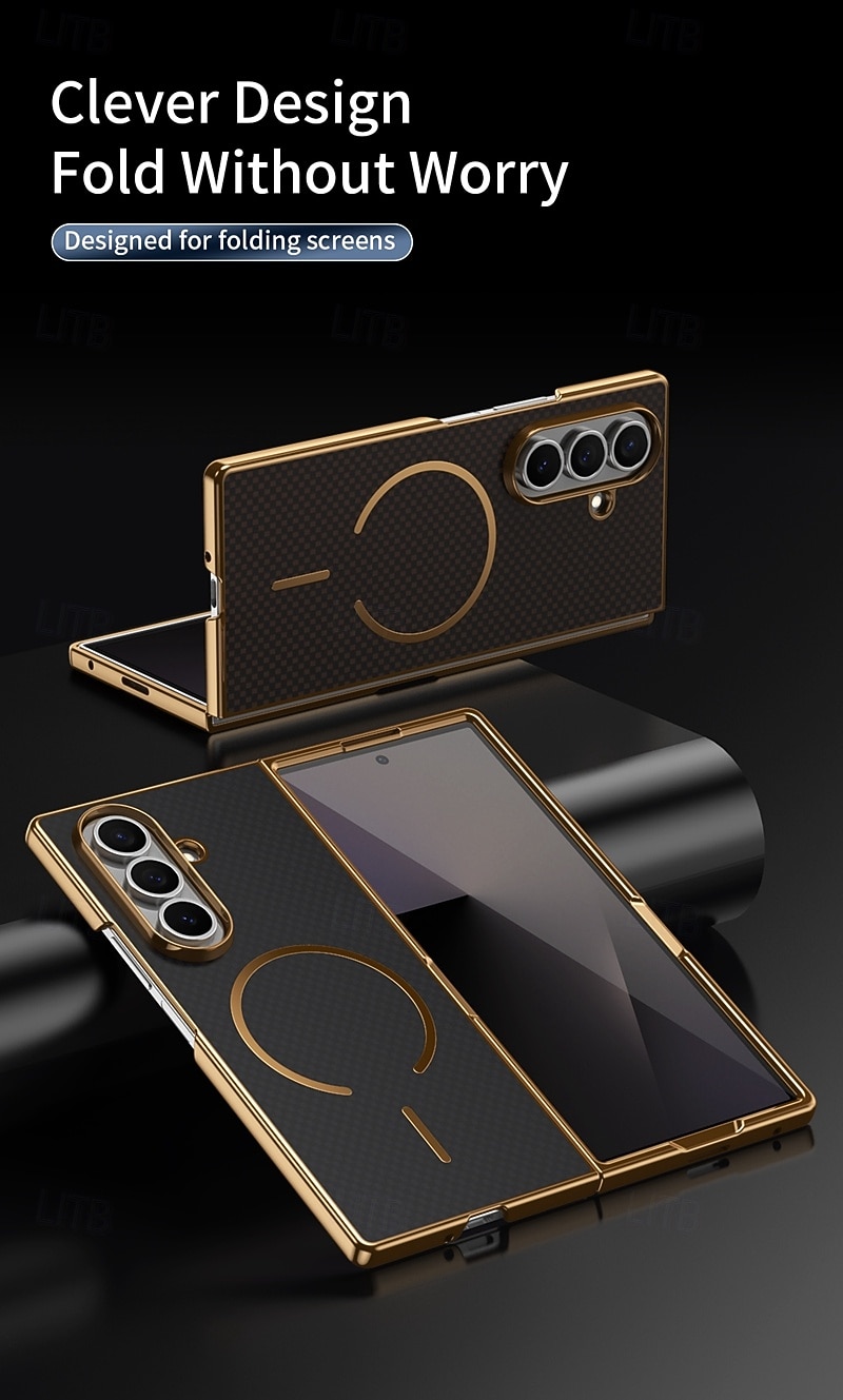 Phone Case For Samsung Galaxy Z Fold 7 Z Fold 6 Z Fold 5 Z Fold 4 Z Fold 3 Back Cover with Screen Protector Magnetic Support Wireless Charging Retro Plating PC PU Leather 2025 - $17.99 –P10