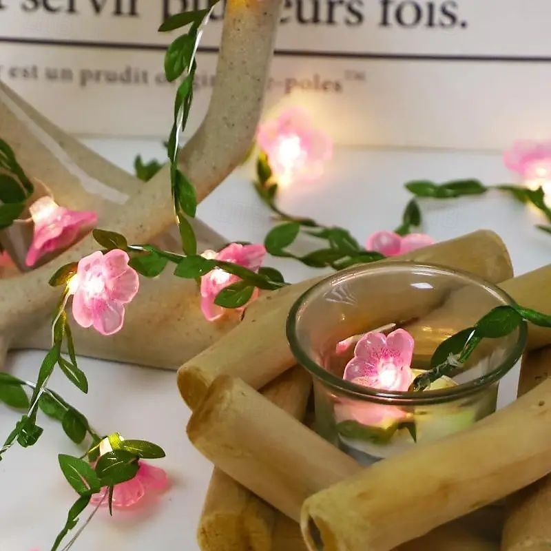 Sakura rotting girland eventyr snorlys 2m 20LEDs batteridrevet bryllup fest innendørs atmosfære hjem romantisk høytidsdekorasjon 2026 - $14.49 –P5
