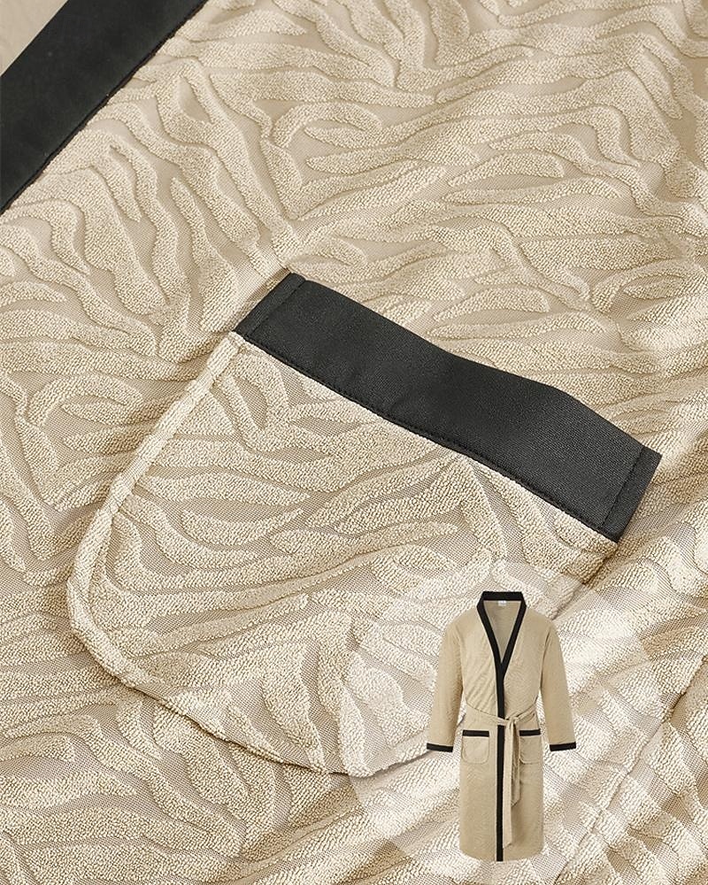 Herr Pyjamas Sovkläder Badrock Slät Mode Stylish Klassisk Hem Dagligen Säng Polyester Komfort Mjuk V-hals Långärmad Ficka Inkl. bälte Vår Höst Svart Vit 2025 - $27.99 –P11