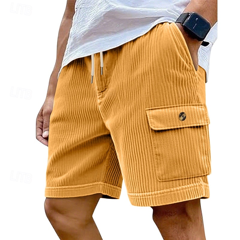 Men's Shorts Summer Shorts Casual Shorts Corduroy Shorts Drawstring Pocket Elastic Waist Plain Comfort Breathable Short Outdoor Vacation Sport Casual Navy Blue 2026 - $21.99 –P1