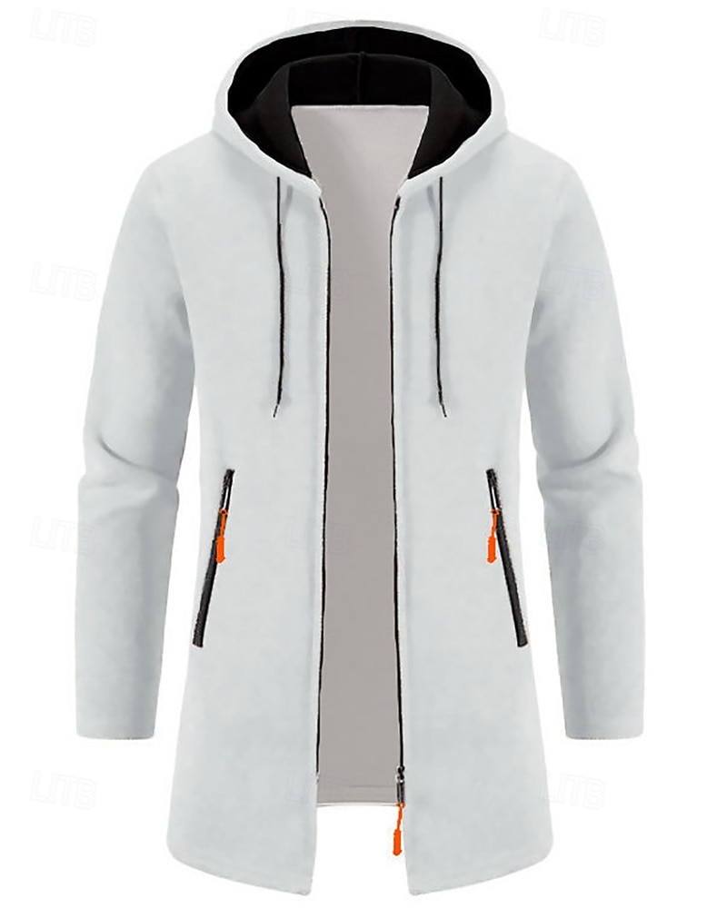 Férfi Felöltő Ballonkabát Hosszú Trench kabát Vakáció Napi Tavasz Tél Poliészter Szélbiztos Melegen tartani Felsőruházat Ruházat Divat Klasszikus Sima Zseb Kapucni Cipzár 2026 - $27.99 –P2