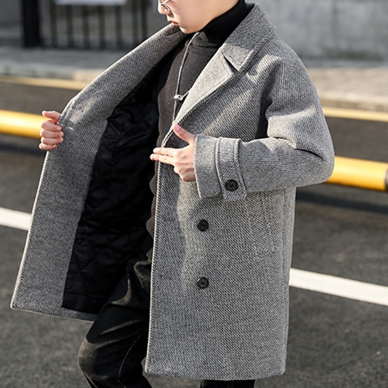 Pojkar 3D Slät Yllerock Långärmad Höst Vinter Streetwear Grundläggande Barn 4-13 år Dagligen Normal 2025 - $54.99 –P7