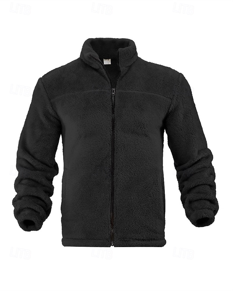 Pánské Zimní bunda Teddy Coat Neformální bunda Dovolená Denní Zahřívací Kapsy Fleece Podzim zima Bez vzoru Módní Šik ven Stojáček Standardní Černá Námořnická modř Hnědá Khaki Tmavě šedá Saka 2025 - $32.99 –P2