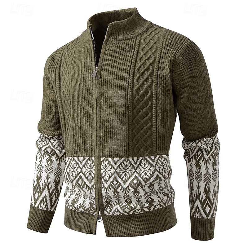 Per uomo Felpa Cardigan Maglione Fair Isle A Coste Treccia Maglia Top Regolari Patchwork Blocco di colore Semplice Collo alla coreana Vacanza Moda Casuale Abbigliamento quotidiano Abbigliamento del 2025 a $41.99 –P6
