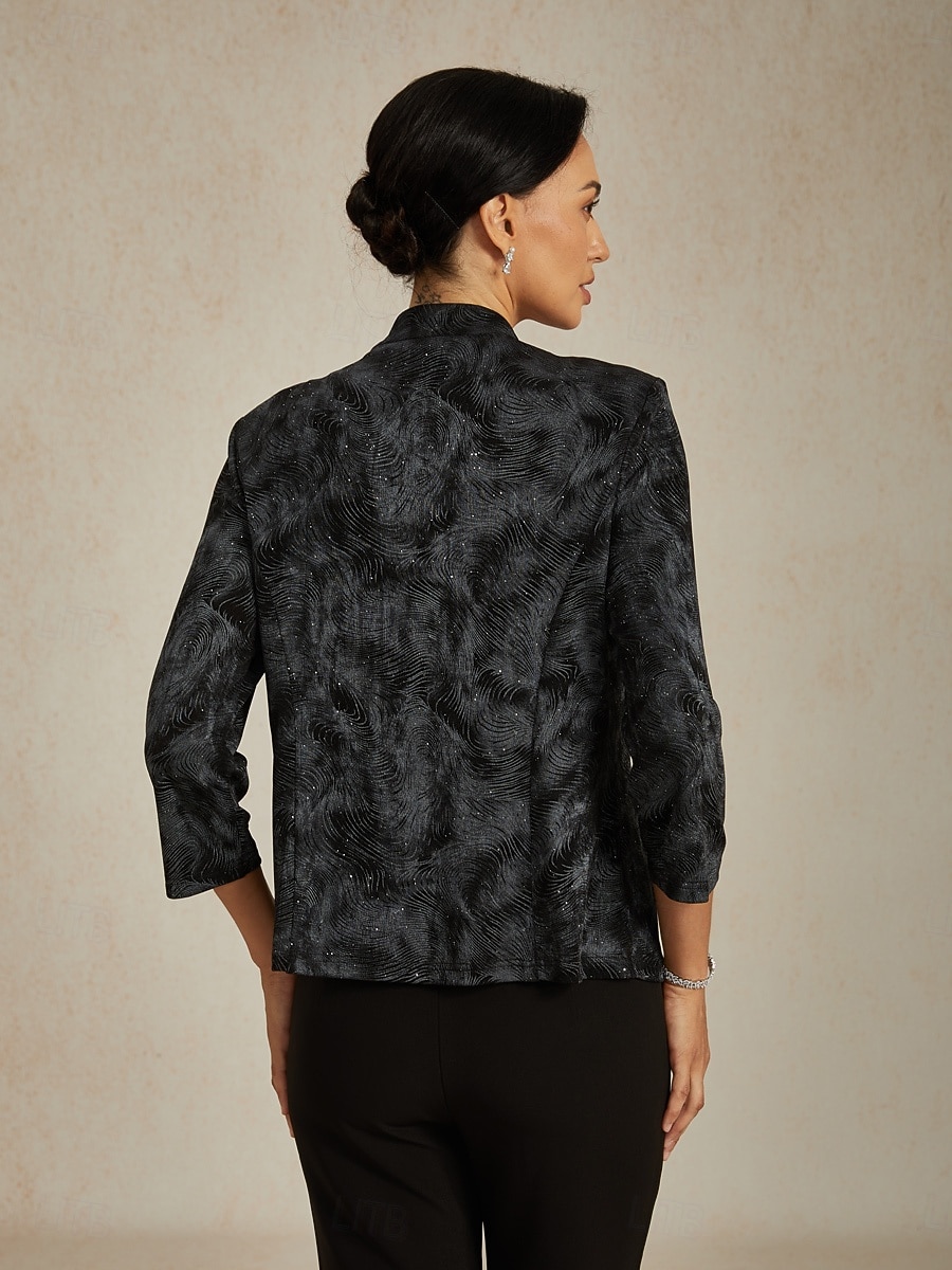 Dame Bluse Dressy topper Elegant Stilfull 3/4 ermer Kinesisk Krave Vanlige topper Bryllupsgjest Arbeid Formell klær Svart Høst Vinter 2025 - $89.99 –P2