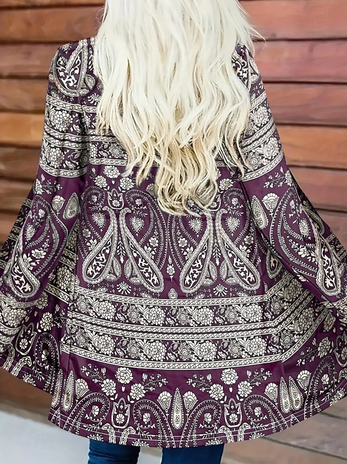 Femmes Manteau d'Hiver Trench Léger Confortable Imprimé Front ouvert ancien Mode Occasionnel Boho Vintage Géométrique Vacances Occasionnel Long Sans Col Coupe régulière manche longue Vêtements de 2025 ? $23.99 –P7