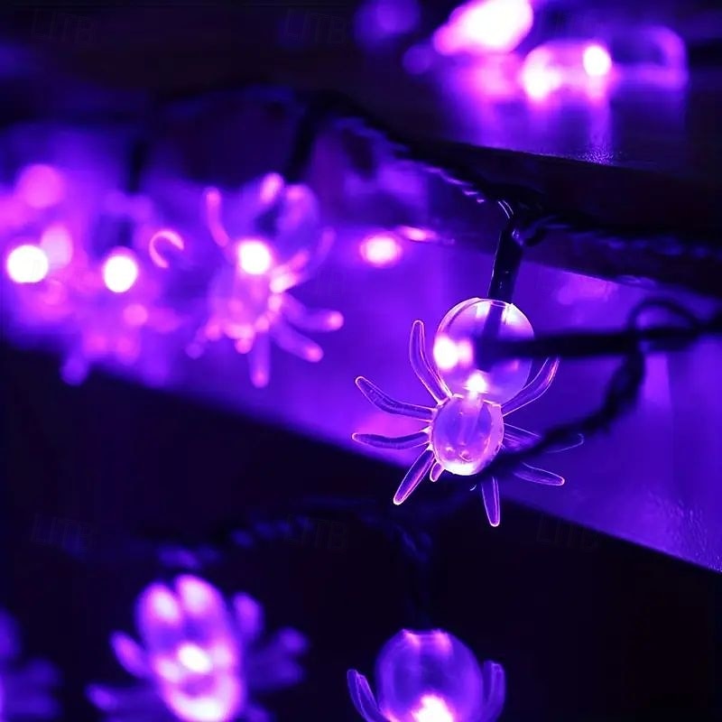 Guirlande lumineuse solaire d'extérieur en forme d'araignée et de chauve-souris, imperméable, 6,5 m, 30 LED, 8 modes d'éclairage, idéal pour un jardin, un balcon, une clôture, un porche ou une fête de 2025 ? $19.49 –P5