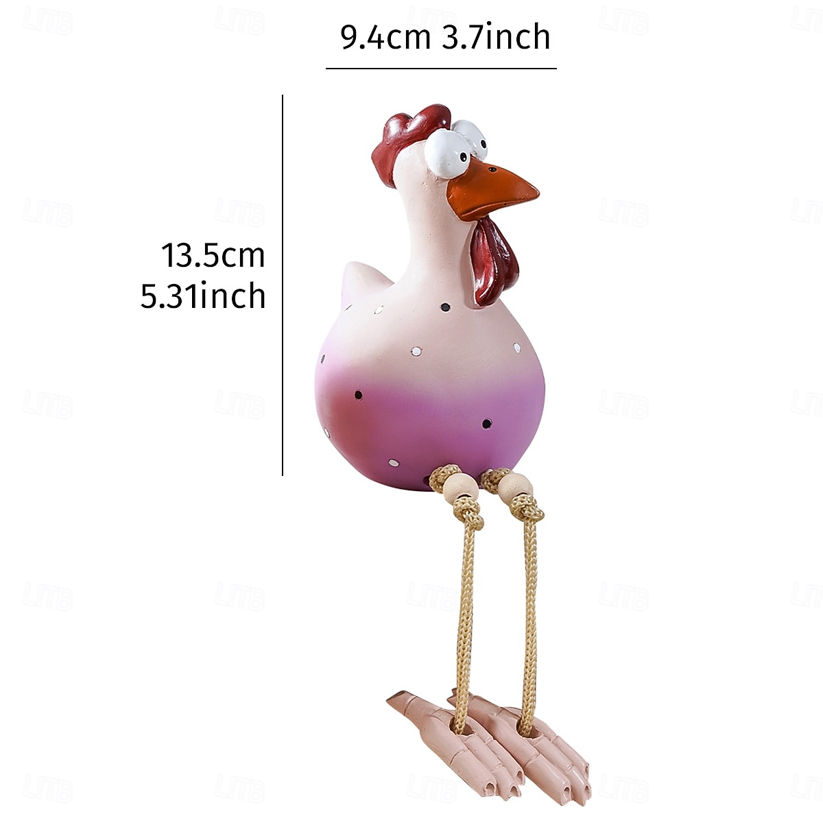 Søt og morsom storøyd kyllingfigur med lange bein – kreativ hagehengende kylling- og kalkunskulptur, miniatyrkunstpynt for hjem og utendørs hagedekor 2025 - $9.99 –P2