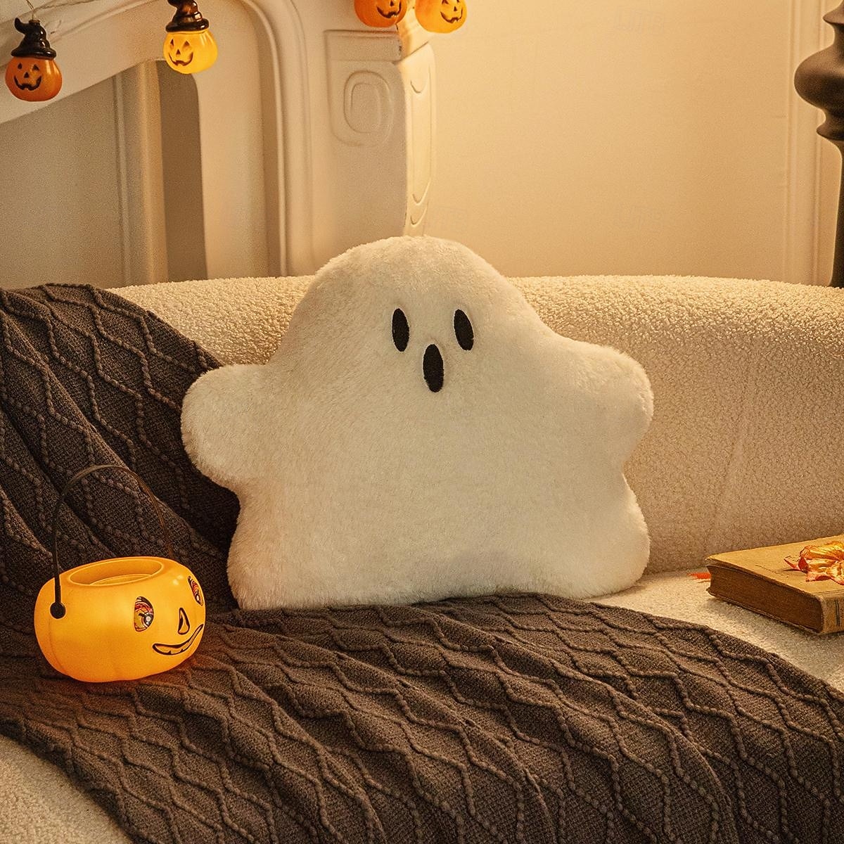1 Pc Cute Ghost Pillow Cover, Boho Square Zipper Cushion Cover, Casual Decorative Throw Pillow Case for Halloween and Home Decor 2026 - $15.99 –P1
