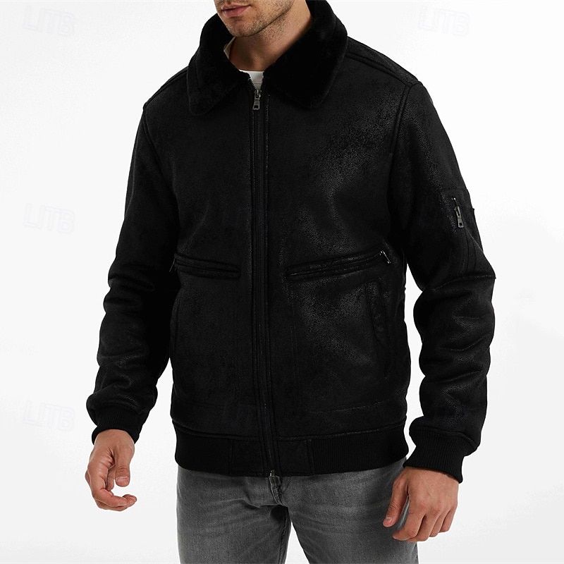 Per uomo Giacca in Ecopelle Giacca in Pile Giacca da Biker Giacca da Moto Vacanza Quotidiano Antivento Caldo Tasca Inverno Semplice Moda Classico Bavero Regolare Nero Caffè Giacca del 2025 a $81.99 –P13