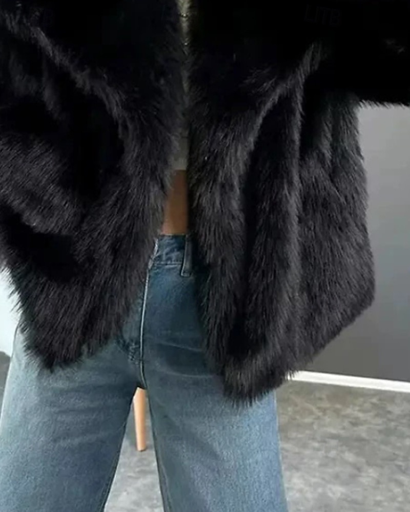 Γυναικεία Παλτό Faux Fur Διατηρείτε Ζεστό Άνετο Κοντοκομμένο Γούνες & Δέρματα Καθημερινό Σκέτο Δρόμος Αργίες Εξόδου Πάρκο Κανονικό Απορρίπτω Κανονικό Μακρυμάνικο Εξωτερικά ενδύματα Μαύρο 2025 - $52.99 –P3