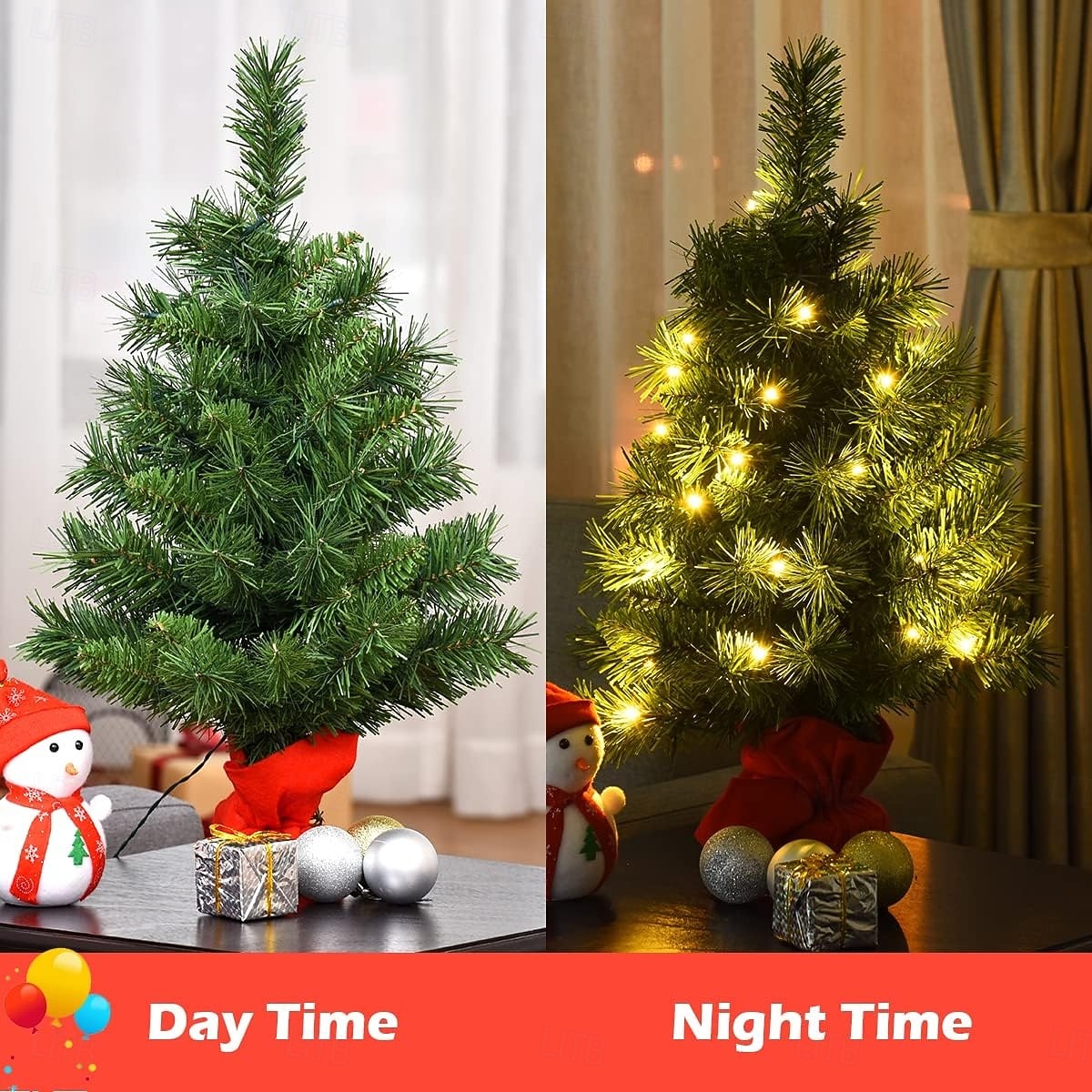50cm Tabletop Mini Christmas Tree with lights, Artificial Small Xmas Tree with LED Lights for Indoor Decor, 1 PACK 2025 - CAD $19.99 –P3