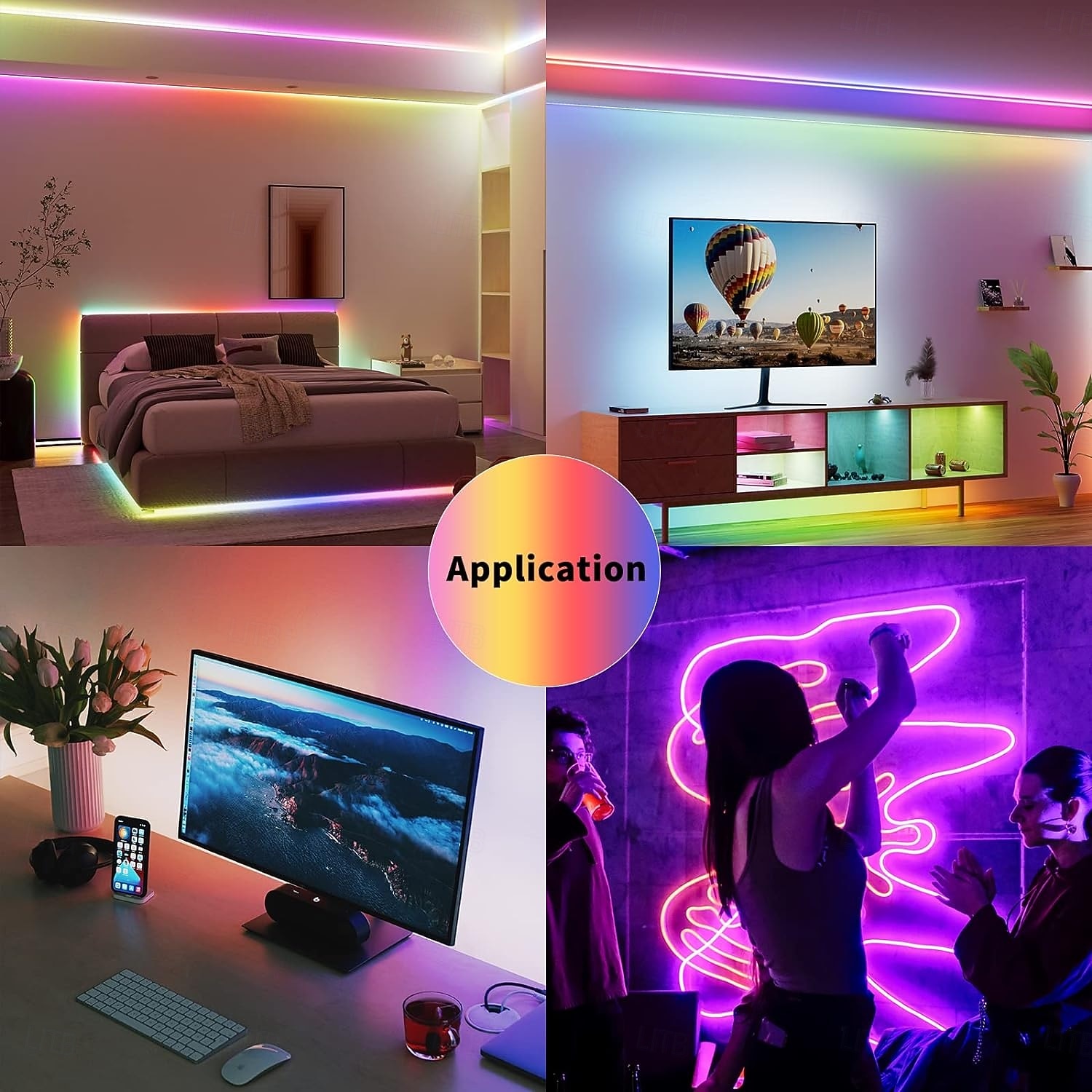 RGB Smart IC COB LED Strip Light Addressable 16.4ft 12V Color Flowing Strip Light Multicolor Flexible Tape Lights with APP Control/Music Modefor TVBedroomParty DIY Decoration 2025 - $43.99 –P12